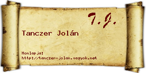 Tanczer Jolán névjegykártya